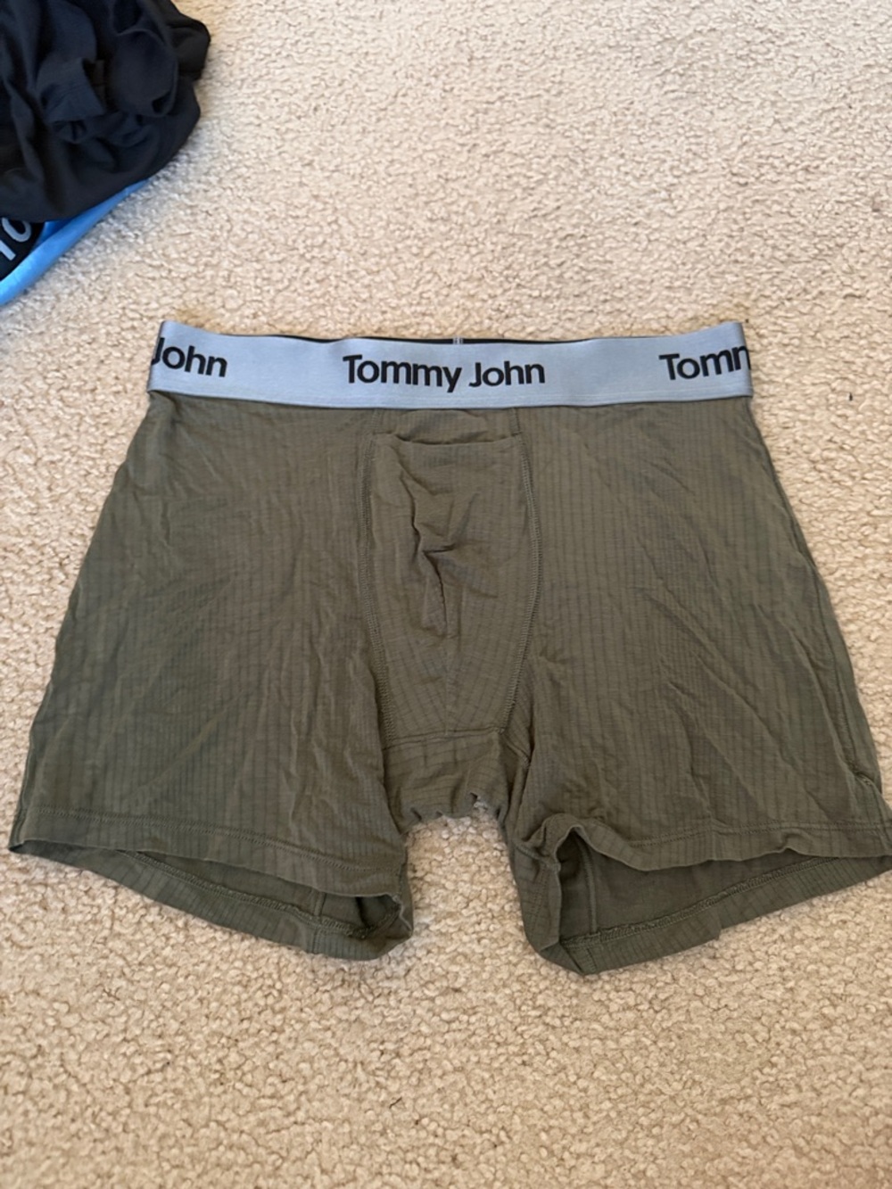 Tommy John Olive Green Men's Boxer Briefs with Gray Waistband